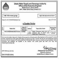 Tender — Dhaka Water Supply and Sewerage Authority Offico of the Executive Engineer MOOS…