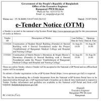 Construction of Intern Doctor's Dormitory & Single Doctor's Dormitory (Female) (6 Storied Building with 6 Storied Foundation) under the Project 'Establishment of Rangamati Medical College and Hospital and Nursing College'