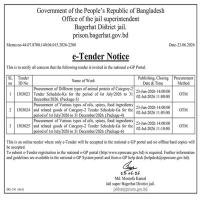 Procurement of Various types of oils, spices, food ingredients and related goods of Category-3 Tender Schedule-GA for the period of 1st July/2026 to 31 December/2026
