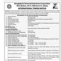 International Tender for Procurement of 20,000 MT Phosphoric Acid (P2O5 52-54%) - BCIC