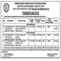 Tender Notice | Bangladesh Ordnance Factories i } Gazipur etc