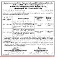 Operation and maintenance of one new lift (Creative Group) at the Nilphamari, 250-bed General Hospital, Fiscal Year 2026-2027